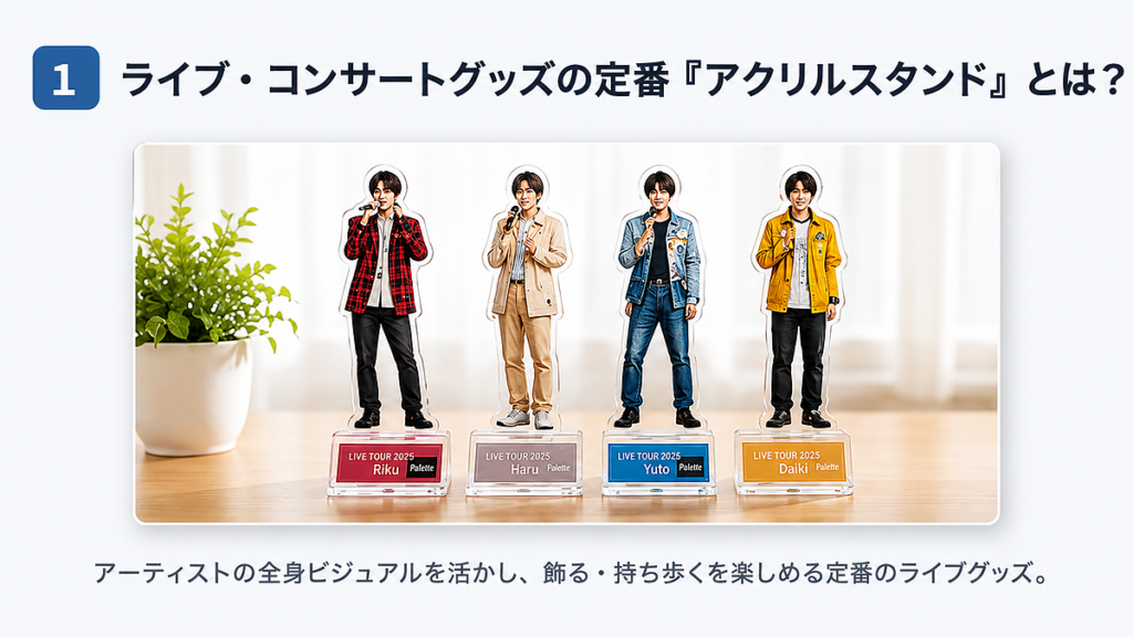 ライブ・コンサートグッズとして展開されるアーティストのアクリルスタンド